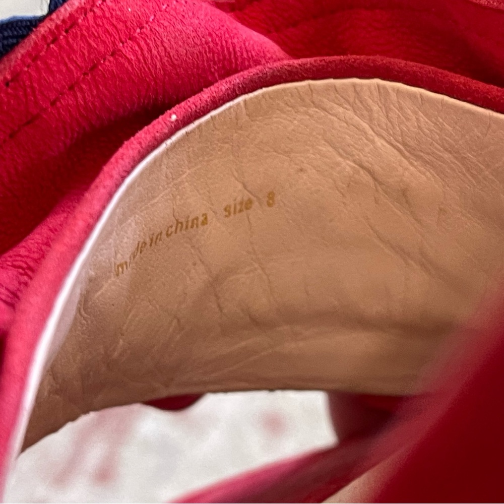 LOEFFLER RANDALL Vera City Red Suede Ruffle Slide Sandals - Picture 15 of 15